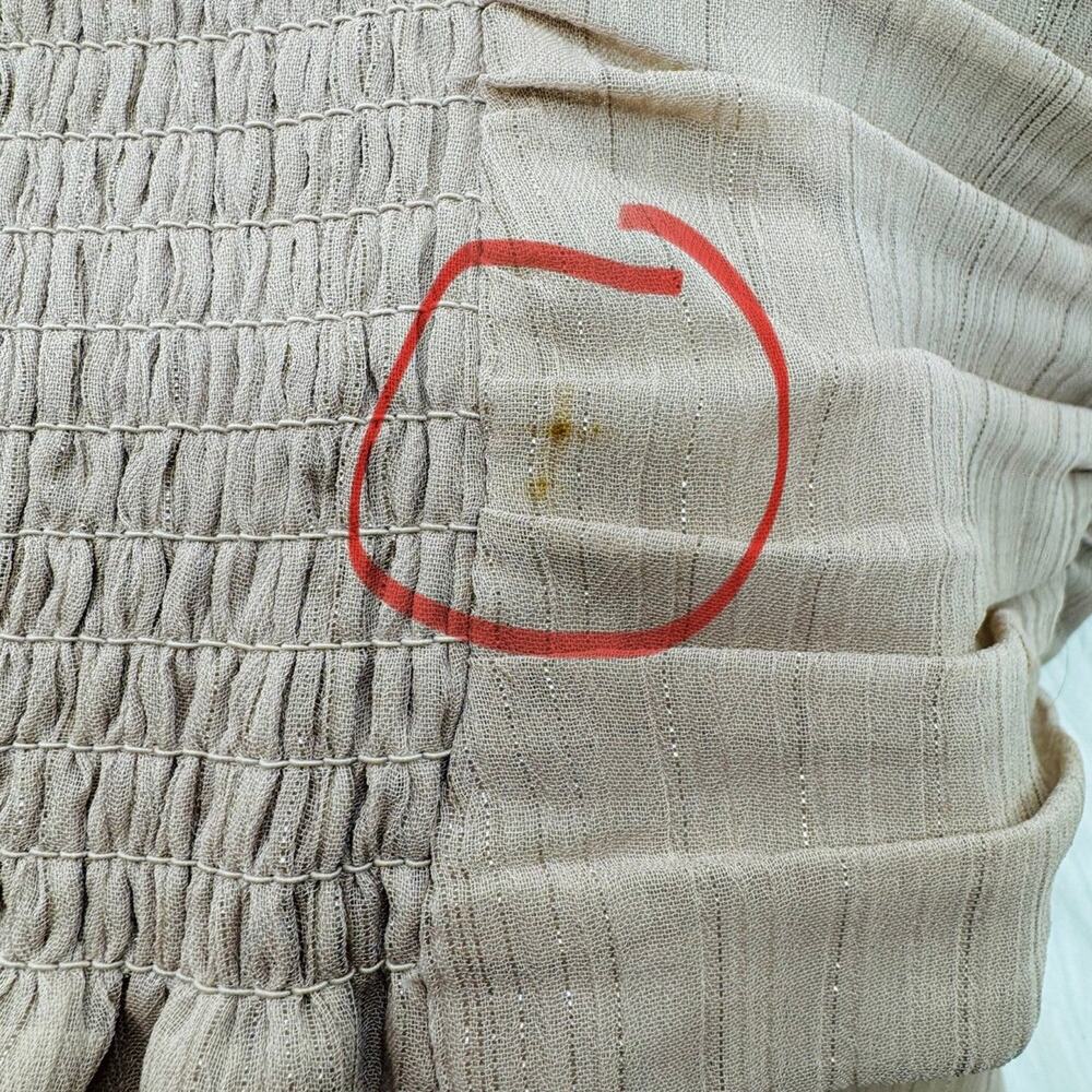 WAYF Metallic Thread Balloon Sleeve Top In Mocha - Picture 7 of 7
